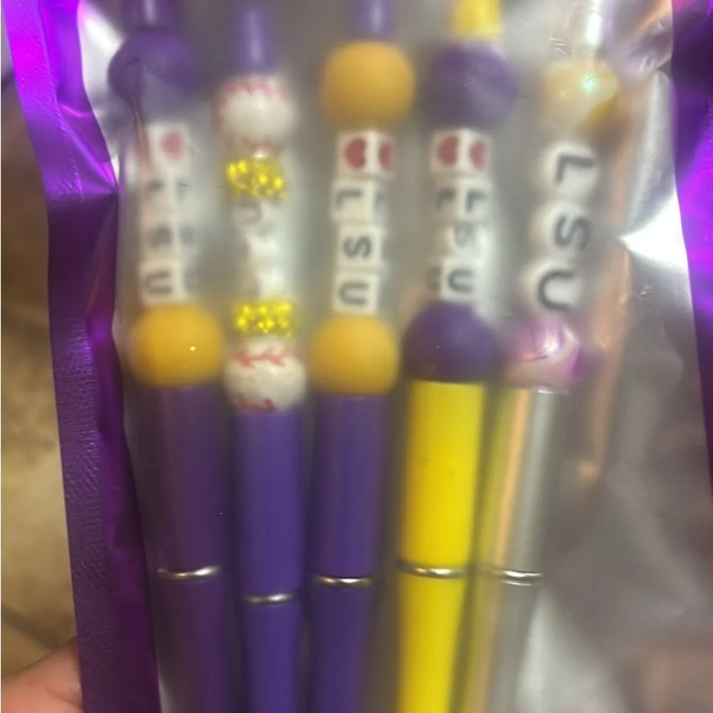 Sparkling Football Top Ballpoint Pens - Purple and Gold LSU